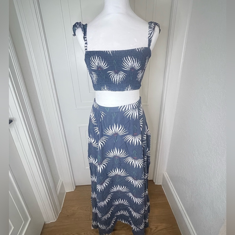 Lulus Trancoso Dusty Blue Two Piece Maxi Dress